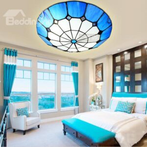 Mediterranean Tiffany Style Bedroom Living Room Flush Mount
