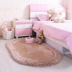 Popular Solid Color Oval Shaped Bedside Area Rug