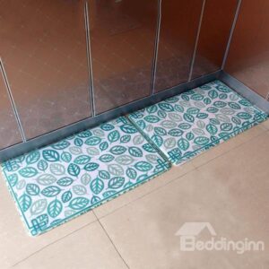 Wonderful Green Leaf Pattern Flannel Doormat