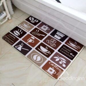 Unique Coffee Theme Patchwork Flannel Doormat
