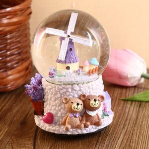 Wonderful Windmill Crystal Ball Resin Desktop Decoration