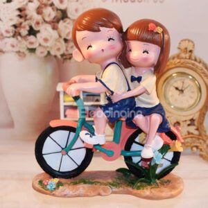 Sweet Young Lovers Riding Bicycle Resin Desktop Decoration