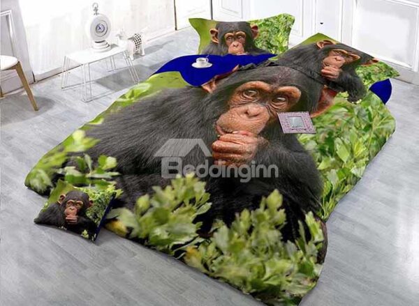 Orangutan High-Definition Digital Printing Satin Drill 4-Piece Duvet Cover Sets