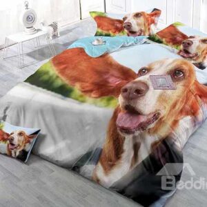 Luxury Satin Drill 4-Piece Duvet Cover Sets with Dog Print