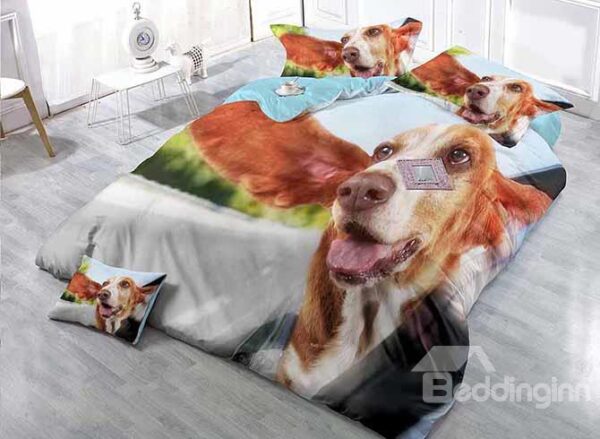 Luxury Satin Drill 4-Piece Duvet Cover Sets with Dog Print