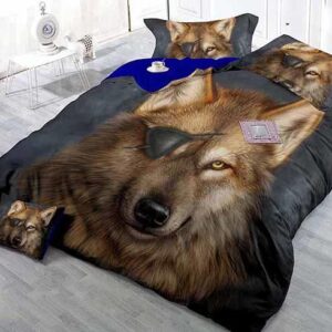 Cool 3D Wolf Print Satin Drill 4-Piece Duvet Cover Sets