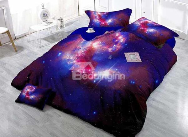 Mysterious Starry Sky Print Satin Drill 4-Piece Duvet Cover Sets