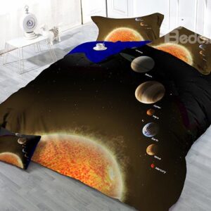 Super Cool Planets Digital Print Satin Drill 4-Piece Duvet Cover Sets