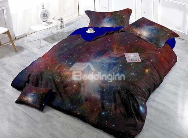Mysterious Charming Stars and Galaxy Print Satin Drill 4-Piece Duvet Cover Sets