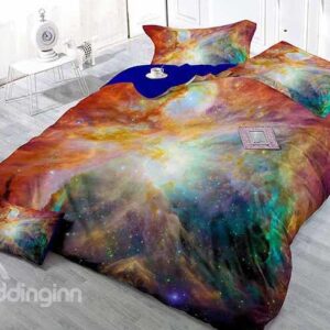 Fancy Cool Colorful Galaxy Print Satin Drill 4-Piece Duvet Cover Sets