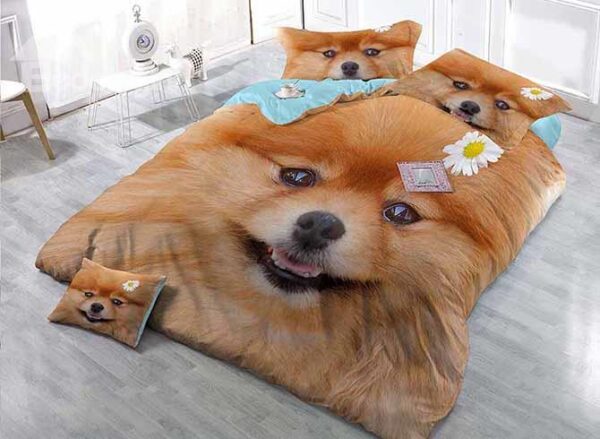 Lovely Smile Dog Print Satin Drill 4-Piece Duvet Cover Sets
