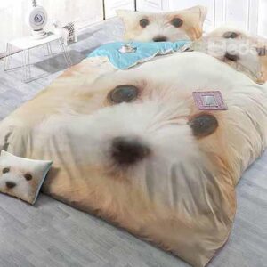 Docile Cute Dog Digital Printing Satin Drill 4-Piece Duvet Cover Sets