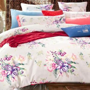 Flowers and Leaves Print Comfy Cotton 4-Piece Duvet Cover Sets