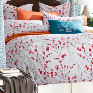 Small Red Flowers Design Cotton 4 Pieces Duvet Cover Sets