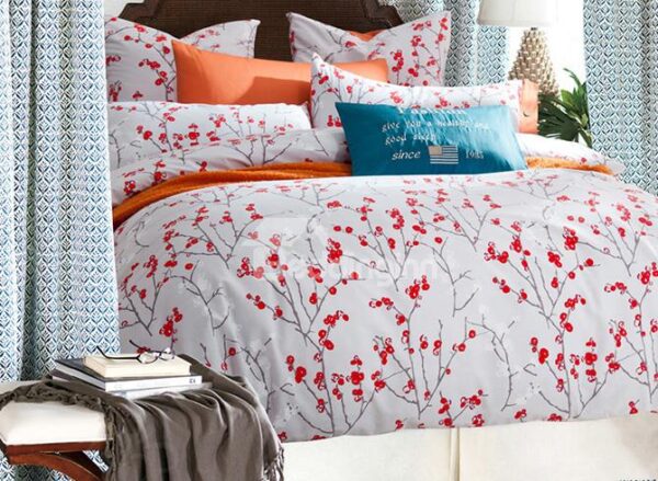 Small Red Flowers Design Cotton 4 Pieces Duvet Cover Sets