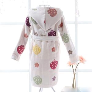Cute Colorful Strawberry Pattern Organic Cotton Kids Robe