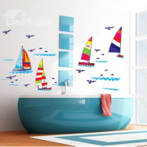 Cartoon Sailing Boats Bathroom Kidsroom Removable Wall Sticker