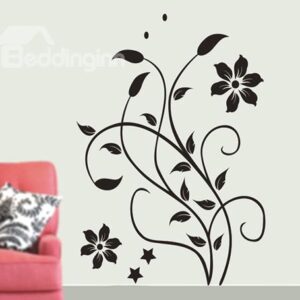 Stunning Black Flowers and Vines Removable Wall Sticker