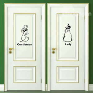 Indicative Gentleman and Lady Bathroom Door Signs Removable Wall Sticker