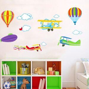 Colorful Hot Air Ballons and Planes Kidsroom Removable Wall Sticker