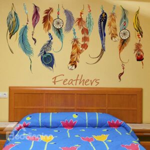 Unique Large Colorful Feathers Removable Wall Sticker
