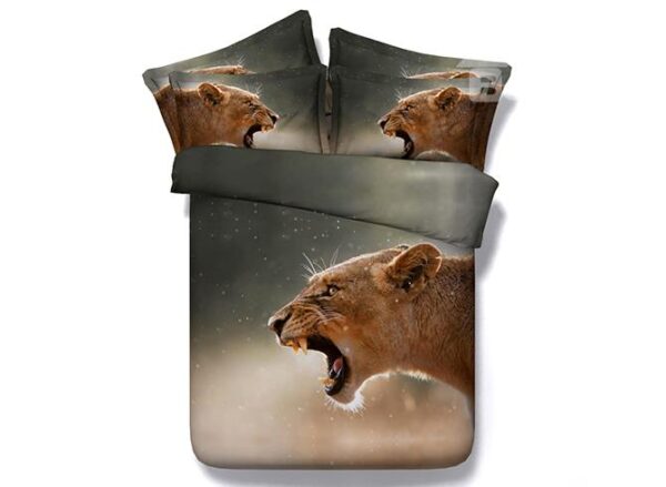 Strong Roaring Leopard Print 5-Piece Comforter Sets