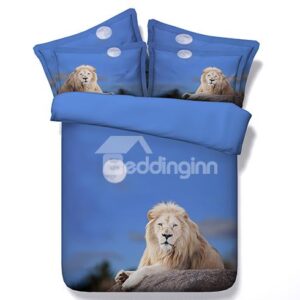 Moonlight Crouched Lion Blue 5-Piece Comforter Sets