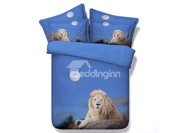 Moonlight Crouched Lion Blue 5-Piece Comforter Sets