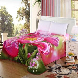 100% Cotton Beautiful Rosy Tulips Printed Sheet