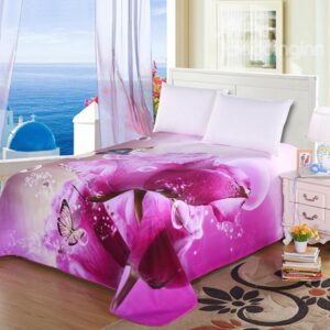 Cotton Big Dewy Rosy Flowers and Butterfly Printed Sheet