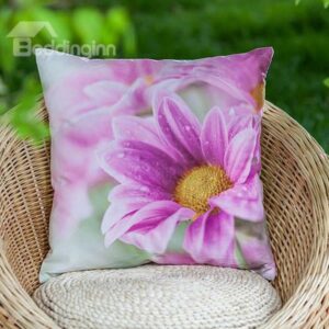 Pastoral Vivid Pink Flowers Print Plush Throw Pillow