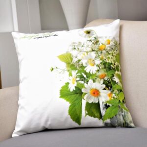 Pastoral White Daisy Print Fluffy Throw Pillow