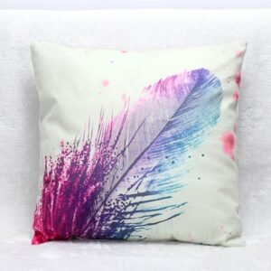 Concise Colorful Feather Print Soft Plush Throw Pillow