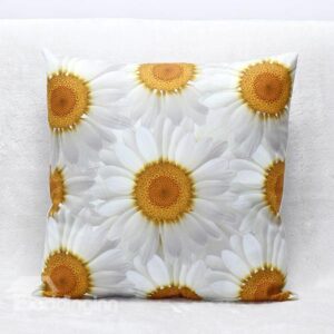 3D White Daisy Print Plush Throw Pillow