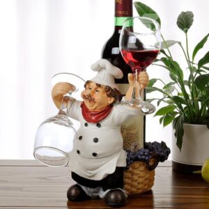 Wonderful Resin Chef Design Wine Stand & Glass Holders