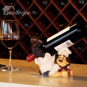 Creative Chef Lying on His Stomach Resin Wine Holder