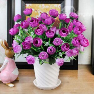 Stunning 6-Branch Flowers with Ceramic Vase Artificial Flower Sets