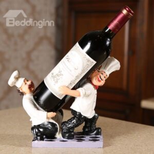 Wonderful Resin Two Chefs Carrying Wine Holder