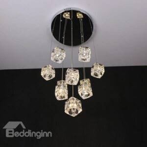 Modern Simple Crystal 10-Head Dining Room Flush Mount