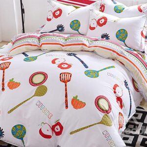 Cute Kitchen Theme Kids Cotton Duvet Cover Sets