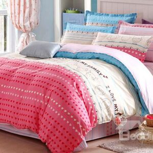 Super Lovely Tiny Heart Shape Pattern Kids Cotton Duvet Cover Sets