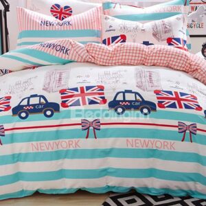British Town Stripes Pattern Kids 100% Cotton Duvet Cover Set