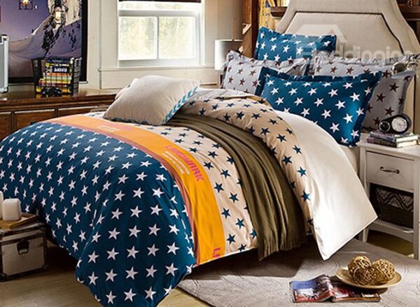Bouncy Stars Pattern Kids 100% Cotton Duvet Cover Set