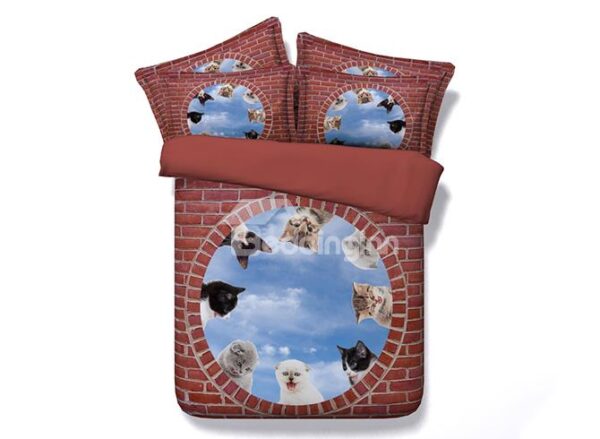 Adorable Cats Print Cozy 5-Piece Comforter Sets