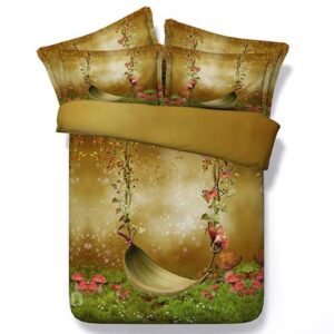 Graceful Pastoral Scenery Swing Print 5-Piece Comforter Sets
