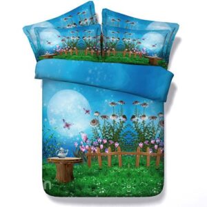 Dreamy Fairyland Print Blue 5-Piece Comforter Sets