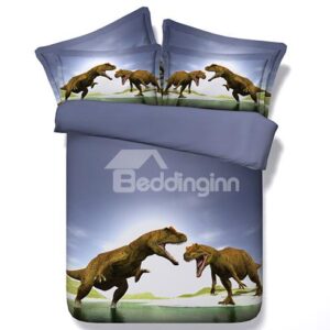 Powerful Dinosaur Battle Blue 5-Piece Comforter Sets