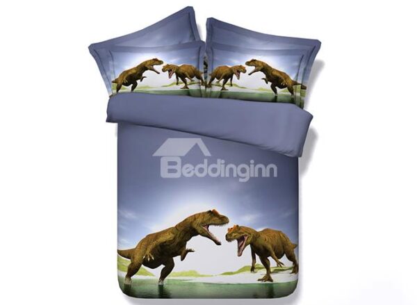 Powerful Dinosaur Battle Blue 5-Piece Comforter Sets