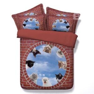 Different Cute Cats Print 4-Piece Duvet Cover Sets