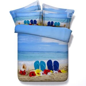 Beach and Sea Scenery Print 4-Piece Duvet Cover Sets
